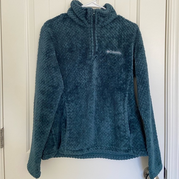 EUC Columbia women’s green‎ teal soft plush textured zip jacket medium - Picture 1 of 8